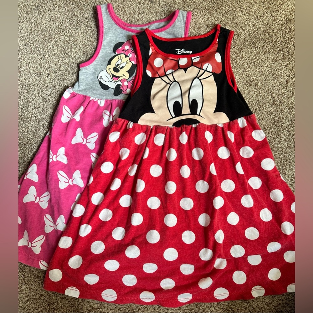 Bundle of Disney Minnie Mouse Kids Dresses - Red and Pink